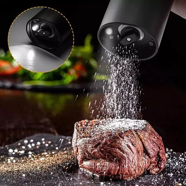 Set 2 Rasnite Electrice Pentru Sare Piper Sau Alte Condimente Inoxidabil Nivel Rasnire Ajustabil Incarcare USB Tyce-C