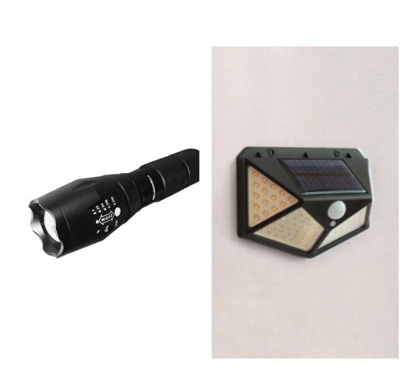Set 8 Lampi solare 100 LED, cu senzor de miscare + Lanterna Cadou