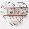 Raft decorativ din lemn si metal in forma de inima, 33.5x9.5x32 cm