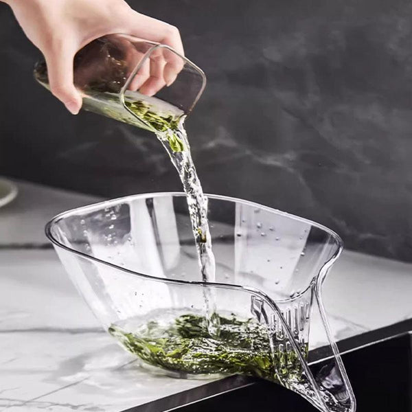 Sita transparenta pentru spalarea fructelor si legumelor, cos cu scurgere si filtru