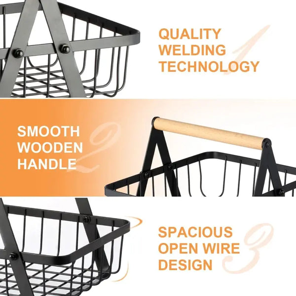 Cos metalic, organizator fructe, legume, 2 niveluri