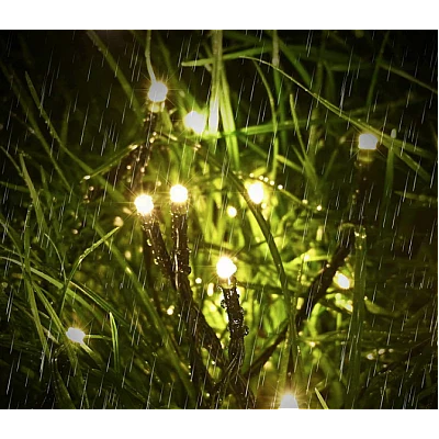 1+1 GRATIS Instalatie 100 LED pentru exterior cu incarcare solara Alb Cald