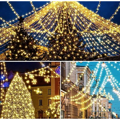 1+1 GRATIS Instalatie 100 LED pentru exterior cu incarcare solara Alb Cald