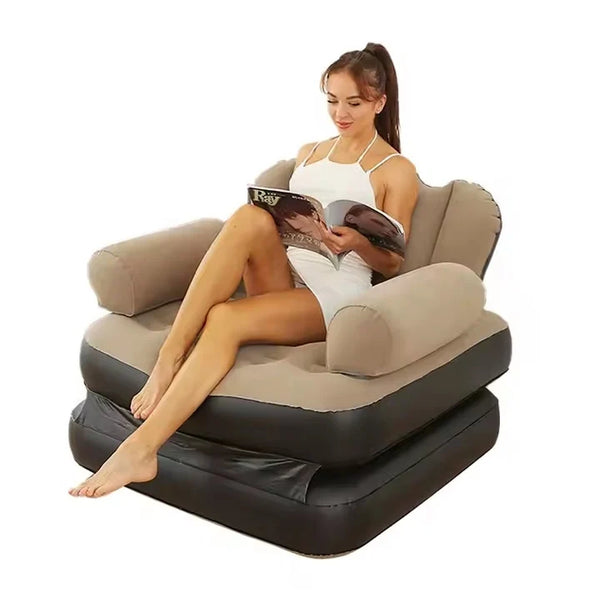 Fotoliu-sezlong gonflabil, 2 in 1, PVC, 100x98x90 cm, maro