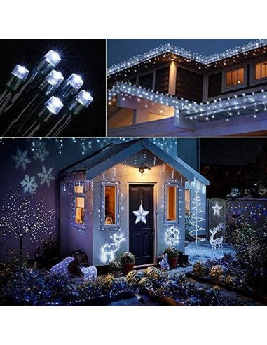1+1 GRATIS Instalatie 100 LED pentru exterior cu incarcare solara Alb Rece