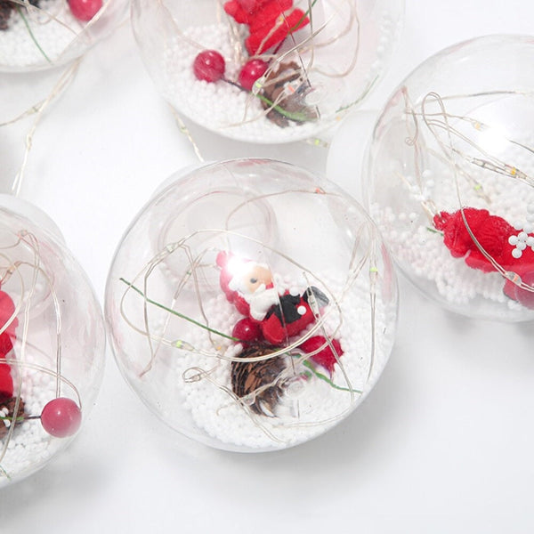 Set 2 x Instalatie tip perdea luminoasa, cu 10 globuri cu Mos Craciun